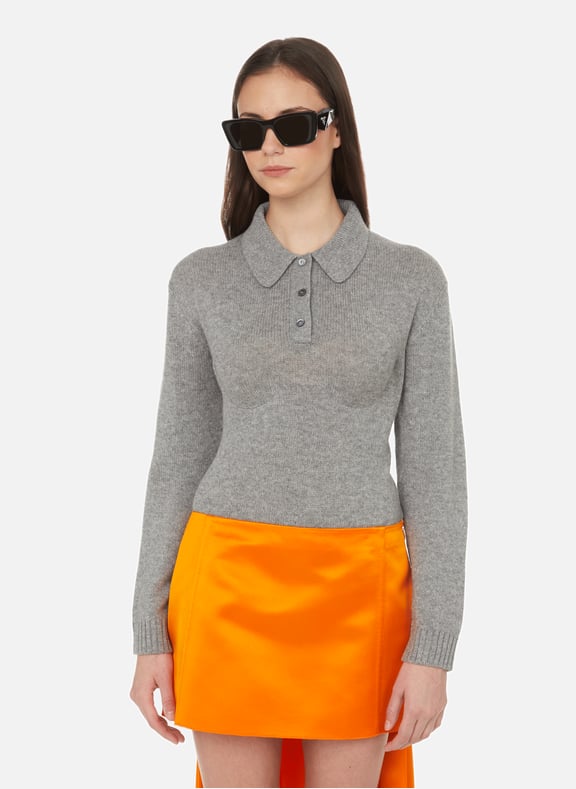 Cashmere polo shirt Grey by PRADA PRADA Cashmere polo shirt Grey
