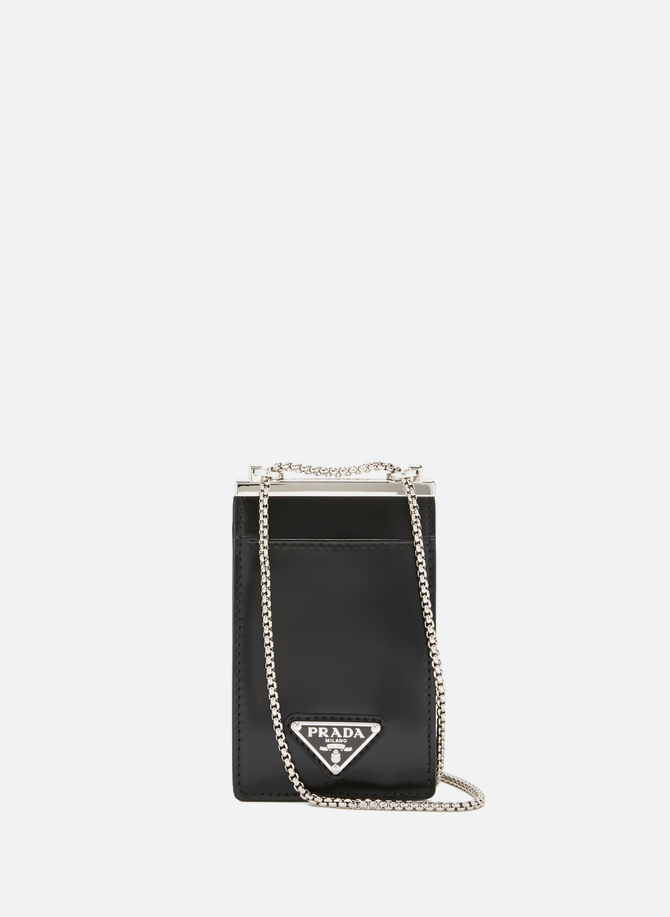 Leather card holder with chain PRADA