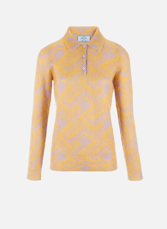 Wool-blend polo neck jumper Yellow by PRADA PRADA Wool-blend polo neck jumper Yellow