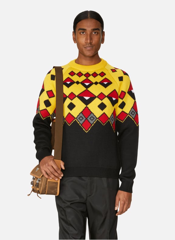 Sweatshirt in virgin wool Brown by PRADA PRADA Sweatshirt in virgin wool Brown
