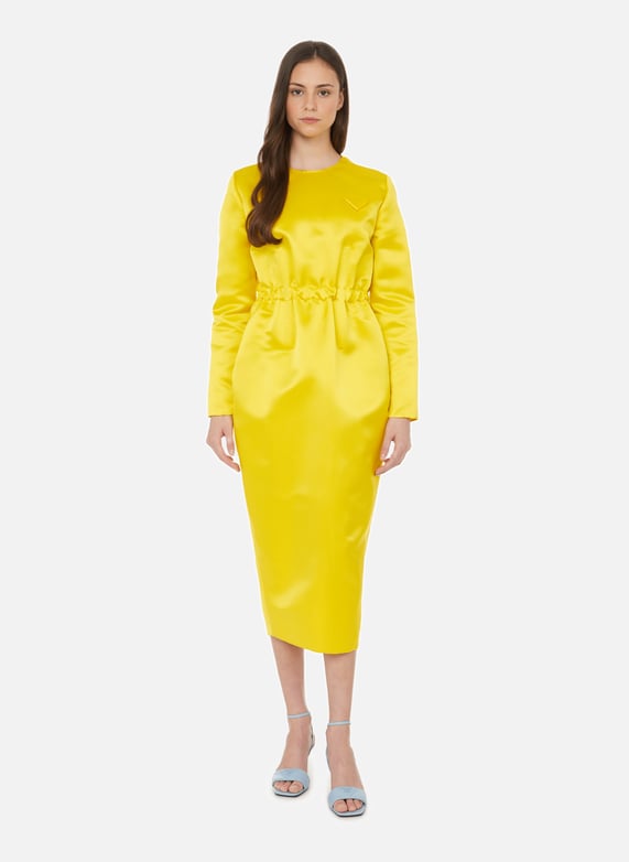 Yellow Silk satin sheath dress