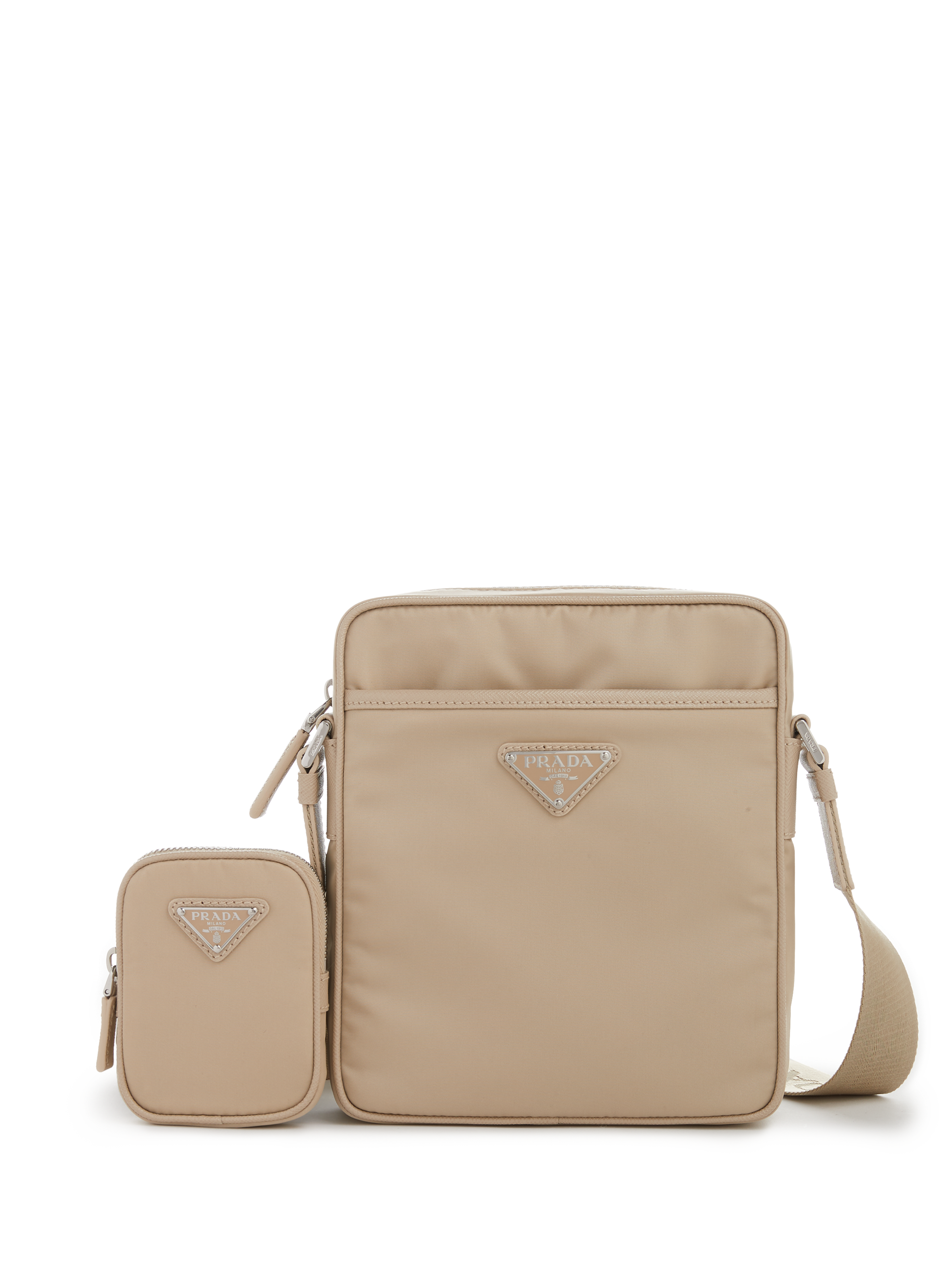 prada nylon crossbody bag beige