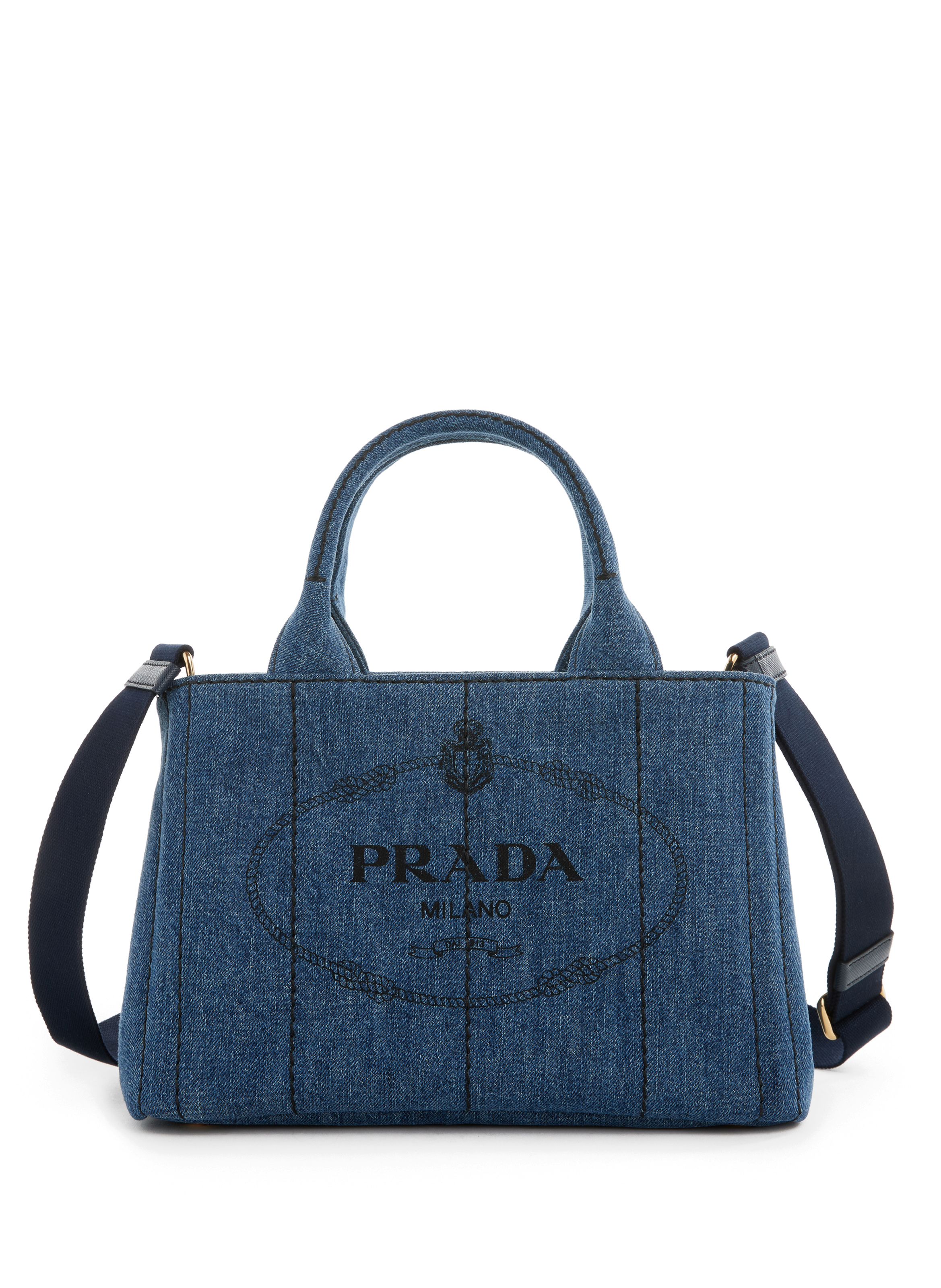 prada blue tote bag