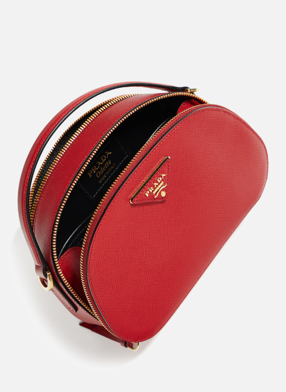 Odette Leather Shoulder Bag in Red - Prada