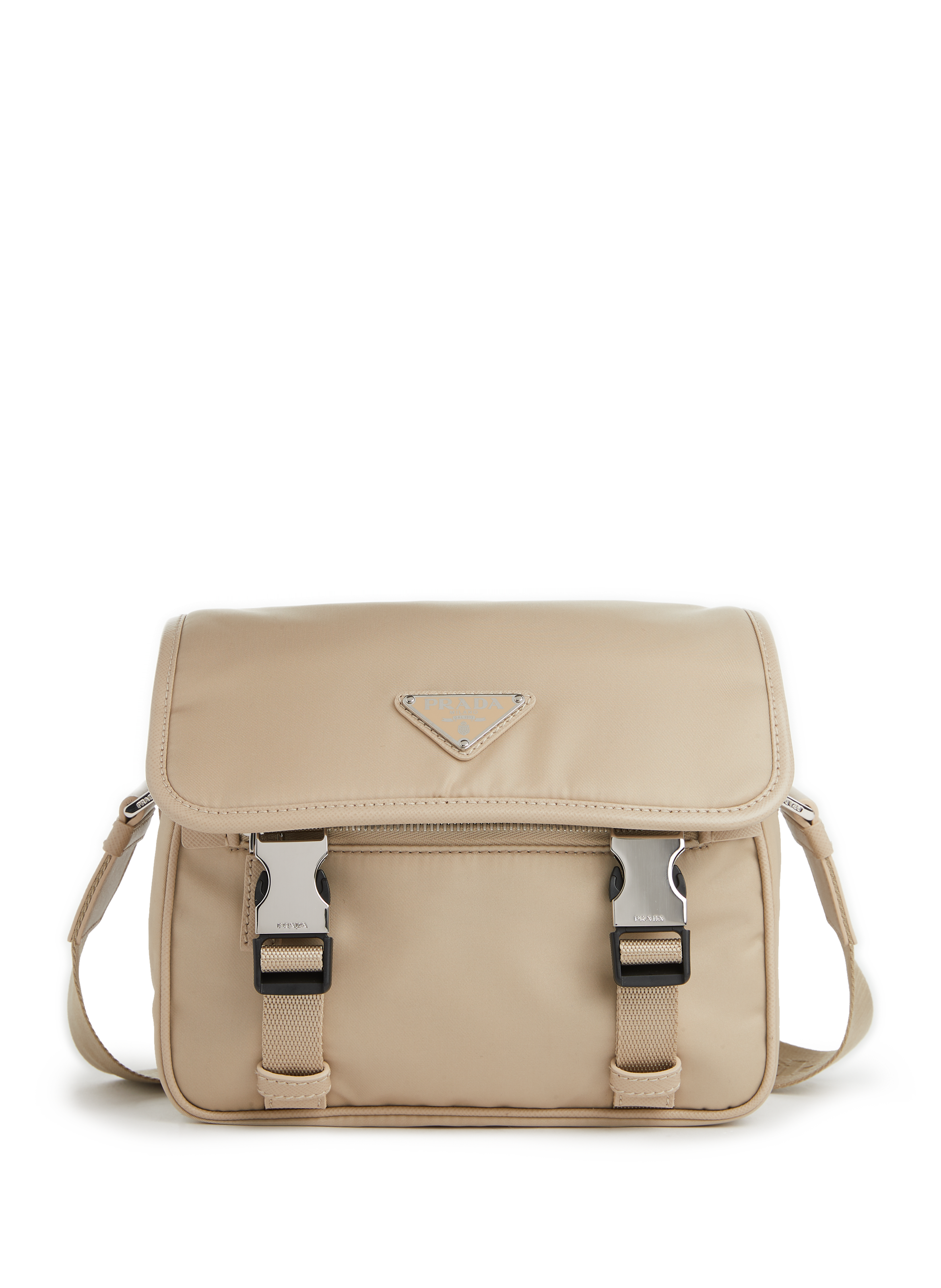 prada leather shoulder bag beige