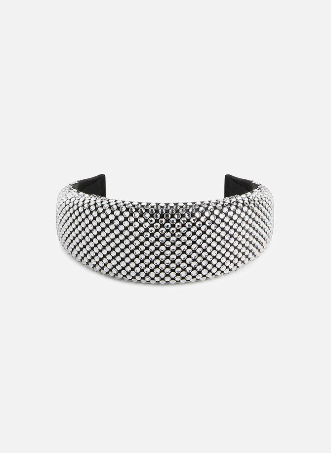 Rhinestone-embellished satin headband PRADA