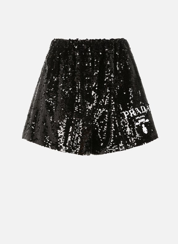 Sequinned silk shorts Black by PRADA PRADA Sequinned silk shorts Black