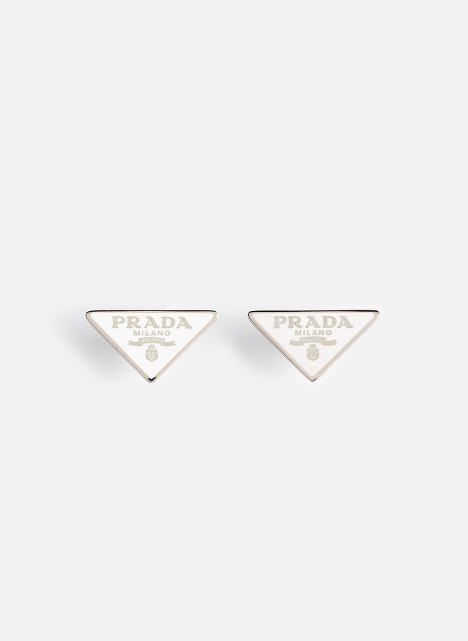 Silver earrings with logo PRADA