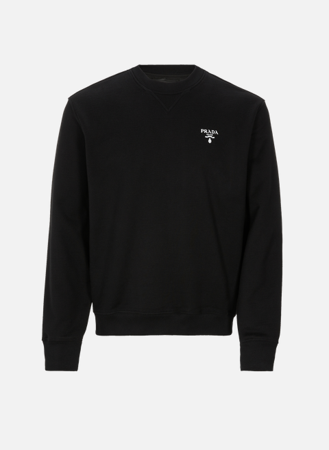 Sweatshirt à logo en coton BlackPRADA 