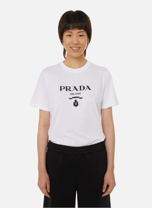 White Logo cotton T shirt