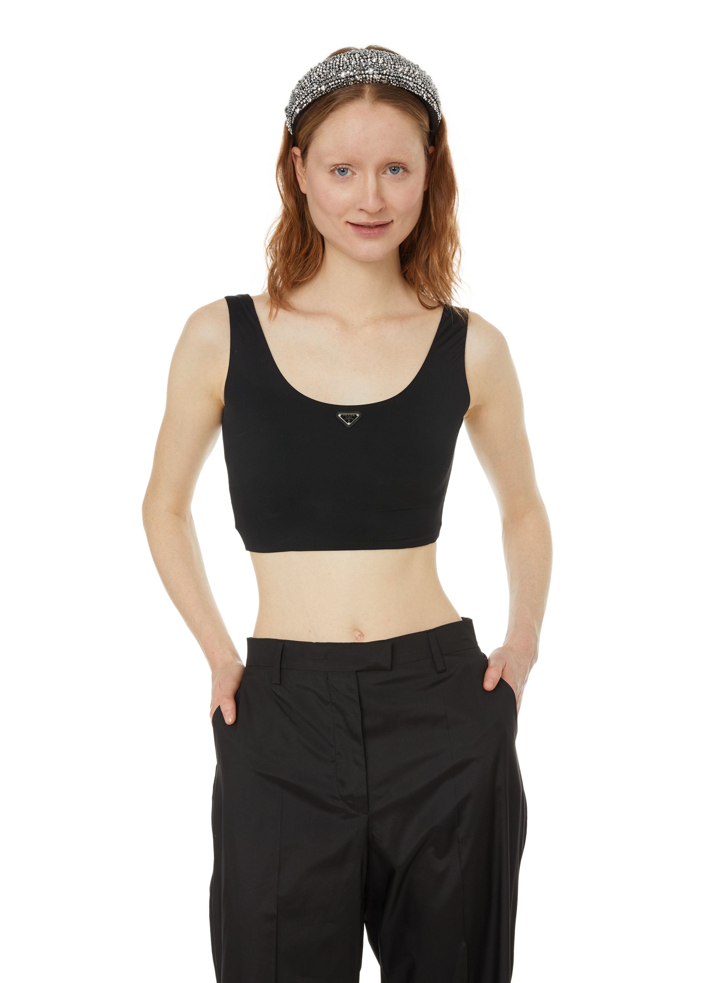 prada black crop top