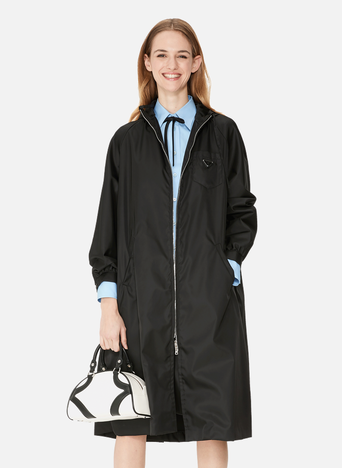 Gabardine nylon hooded Trench coat PRADA