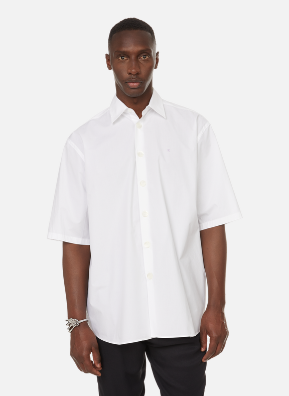RAF SIMONS Short-sleeved cotton poplin shirt White
