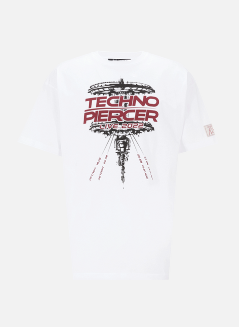 T-shirt Techno Piercer en coton WhiteRAF SIMONS 