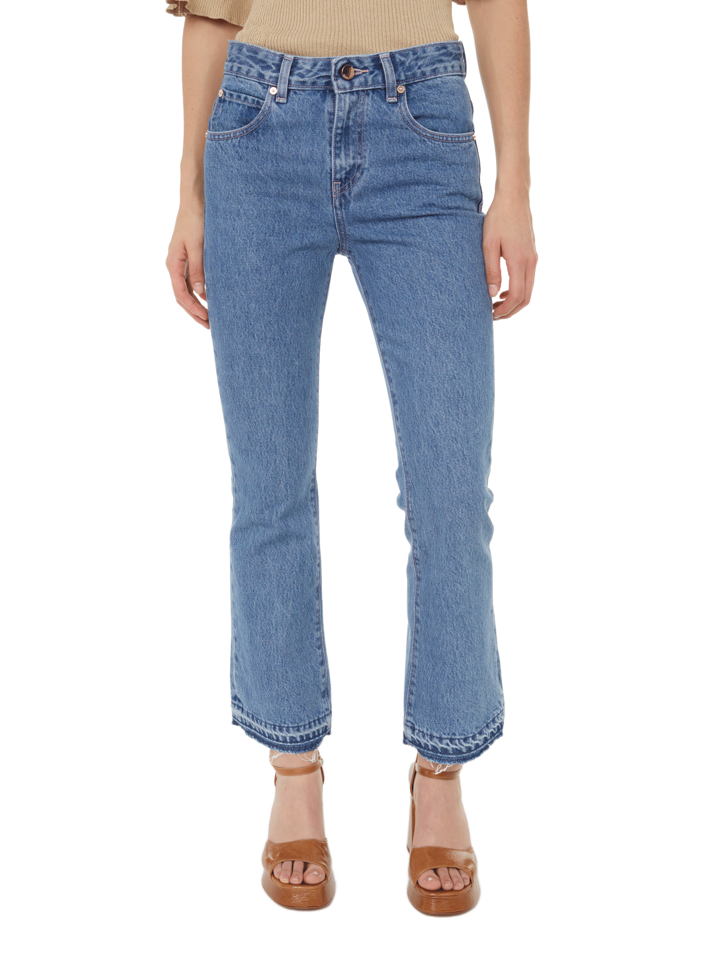 CROPPED FLARED JEANS - RED VALENTINO for WOMEN | Printemps.com