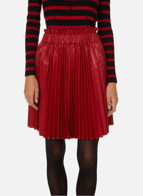 PLEATED LEATHER SKIRT RED VALENTINO for WOMEN Printemps