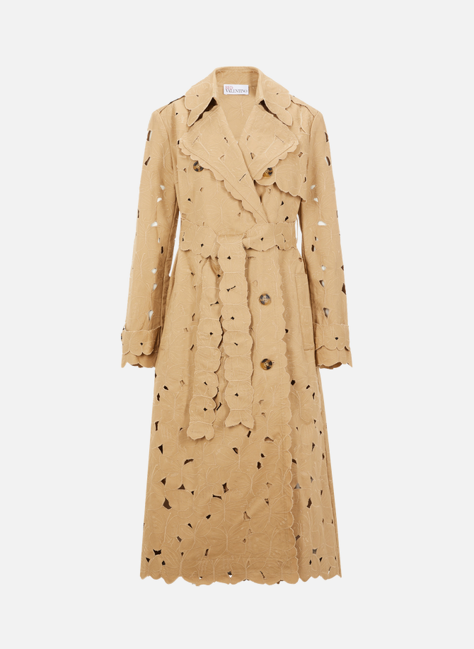 Cotton trench coat with butterfly cut-outs RED VALENTINO