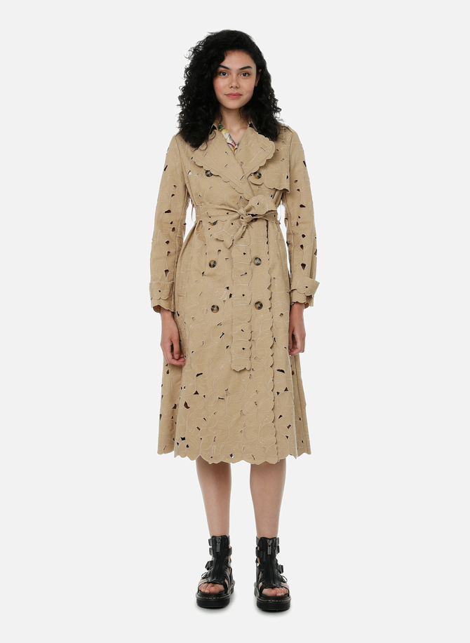 Cotton trench coat with butterfly cut-outs RED VALENTINO