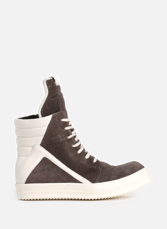 RICK OWENS Geobasket leather high-top sneakers Grey