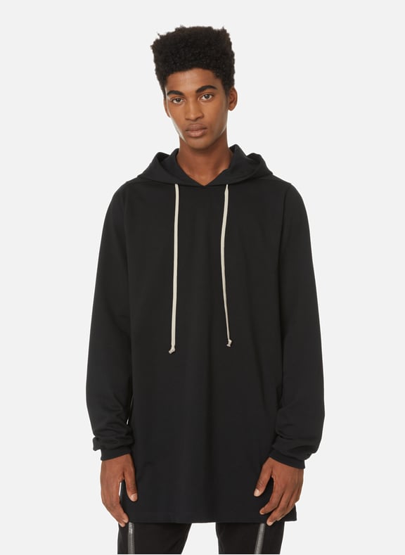 Long cotton hoodie Black by RICK OWENS RICK OWENS Long cotton hoodie Black