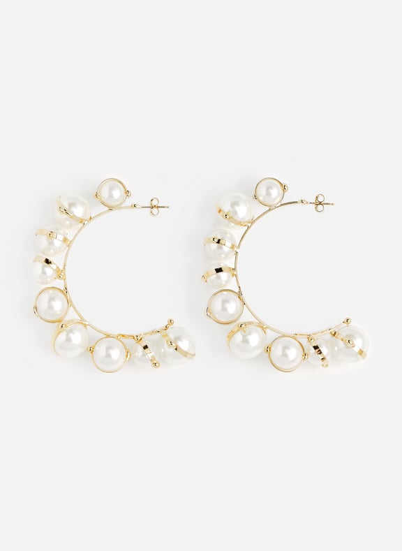 Faux pearl hoop earrings Golden by ROSANTICA ROSANTICA Faux pearl hoop earrings Golden