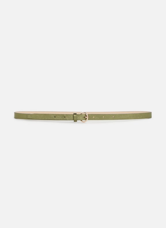 Slim metallic leather belt Green by SAISON 1865 SAISON 1865 Slim metallic leather belt Green