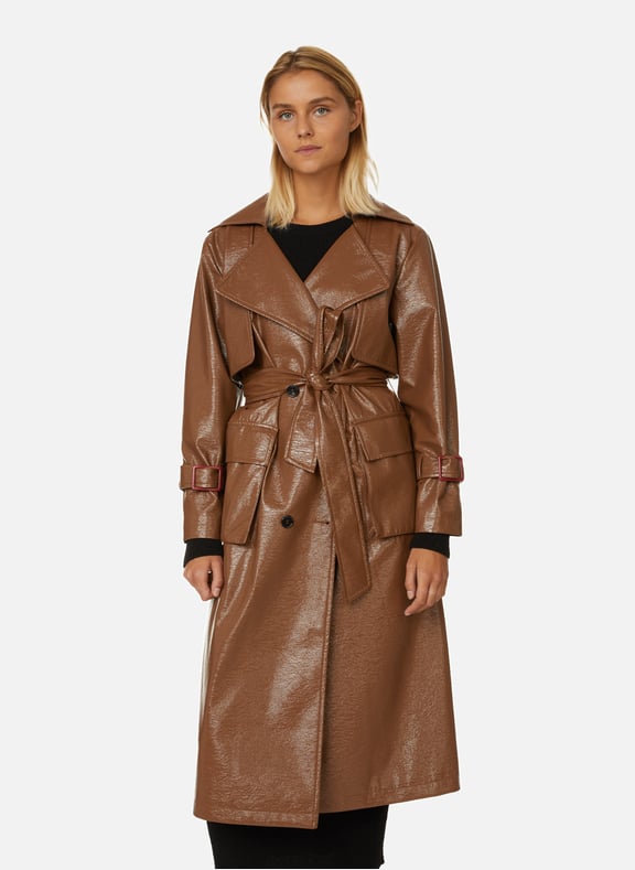 Vinyl-effect trench coat Beige by SAISON 1865 SAISON 1865 Vinyl-effect trench coat Beige