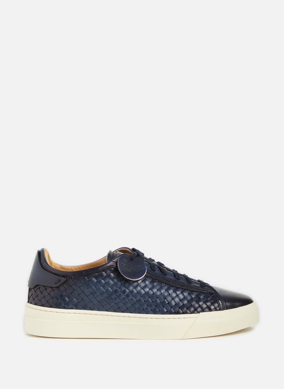 Woven leather low-top sneakers Blue by SANTONI SANTONI Woven leather low-top sneakers Blue