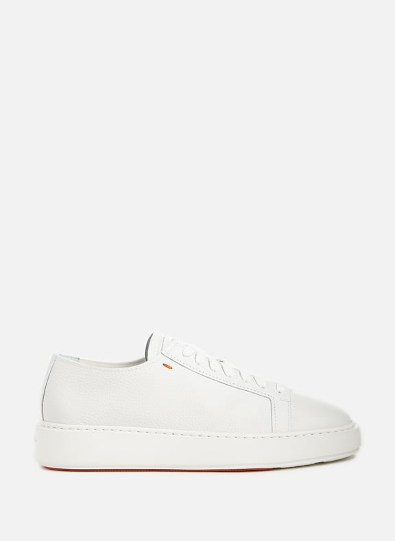 Grained leather sneakers White by SANTONI SANTONI Grained leather sneakers White