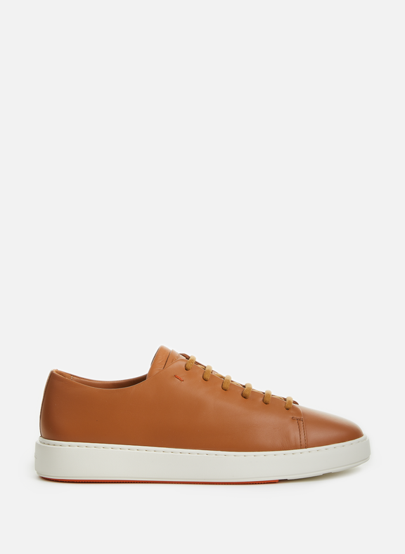 SANTONI Leather sneakers Brown