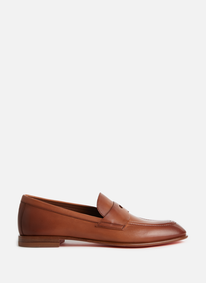 Aged leather loafers SANTONI