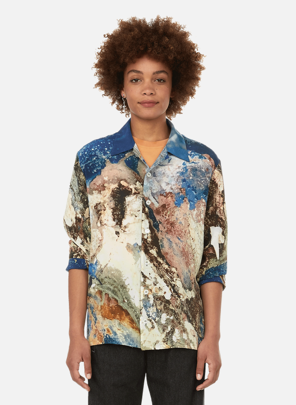 SERAPIS Sea Waste print silk shirt Multicolour