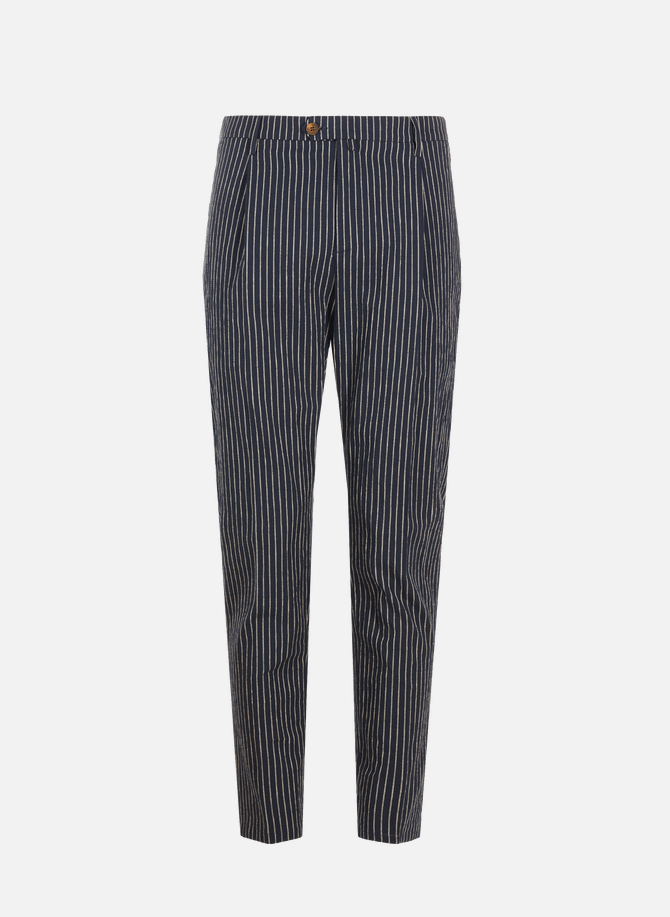 Striped cotton and linen trousers SEVENTY