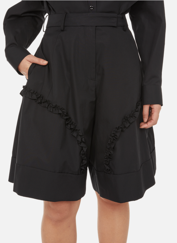 SIMONE ROCHA Ruffled cotton shorts Black