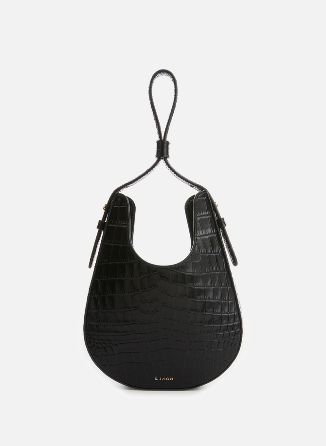 Teardrop crocodile-embossed leather handbag S.JOON