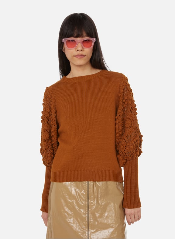 Fiorella cotton jumper Brown by STELLA PARDO STELLA PARDO Fiorella cotton jumper Brown
