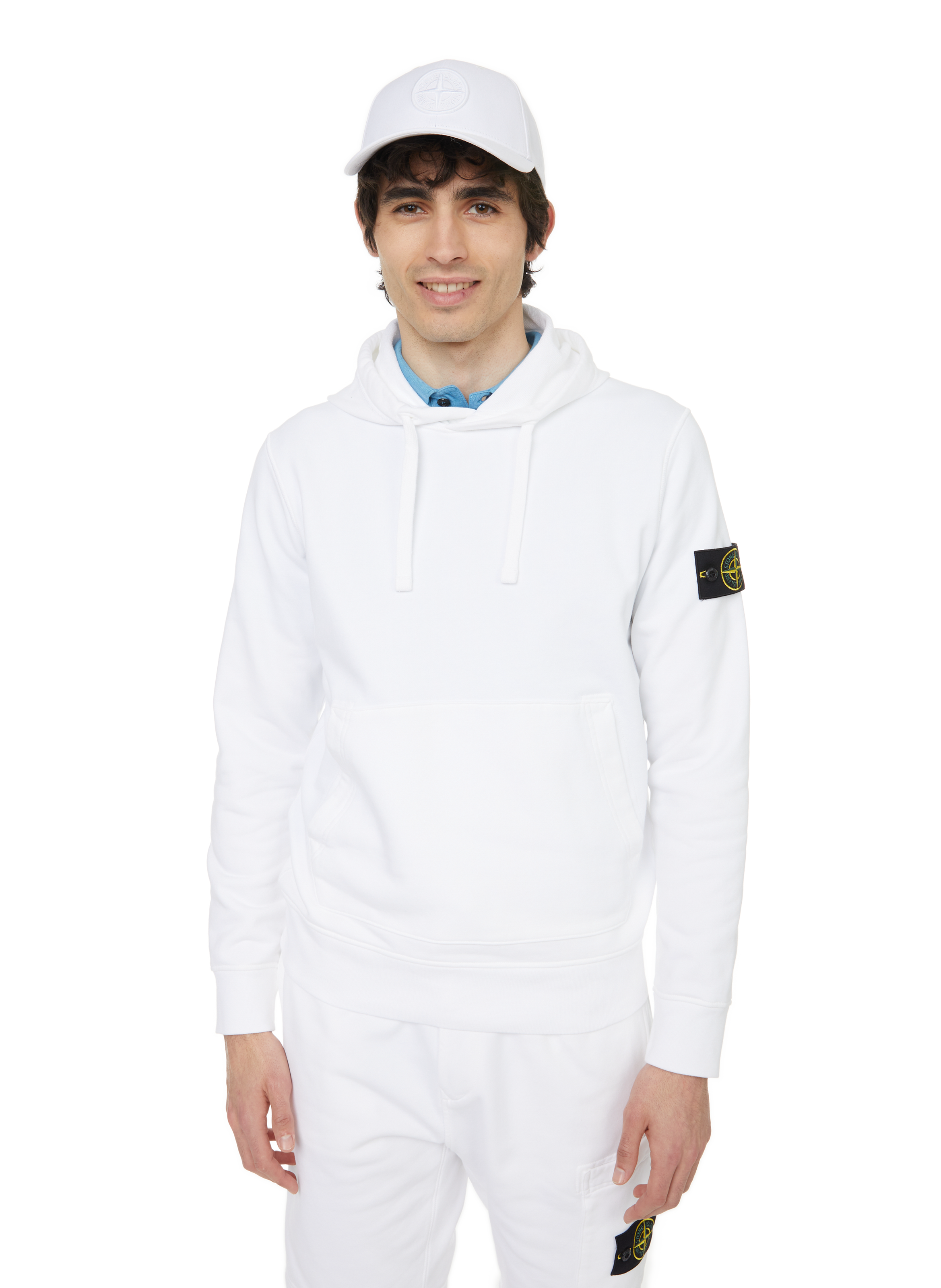 mens white stone island hoodie