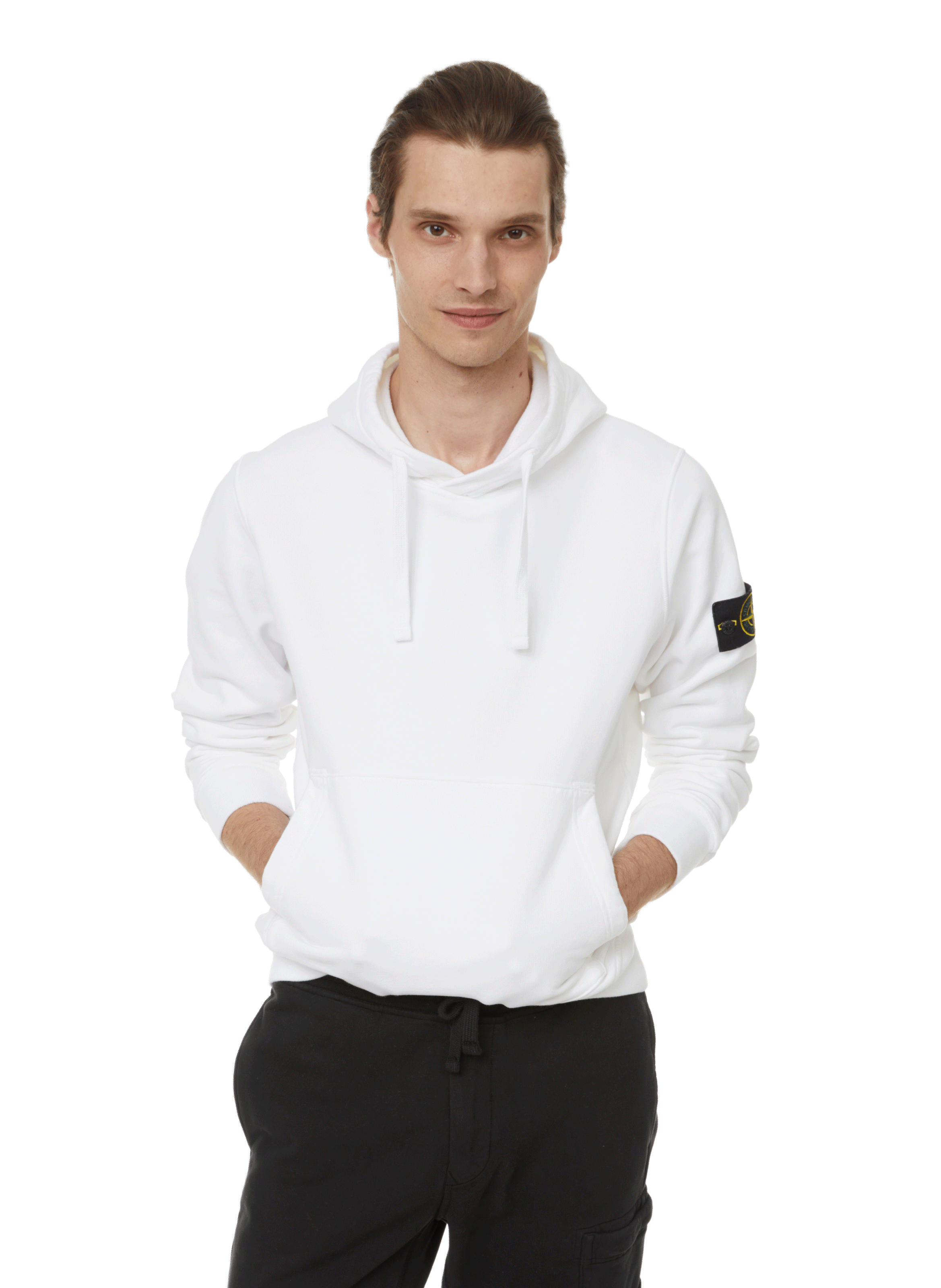 white stone island hoodie mens