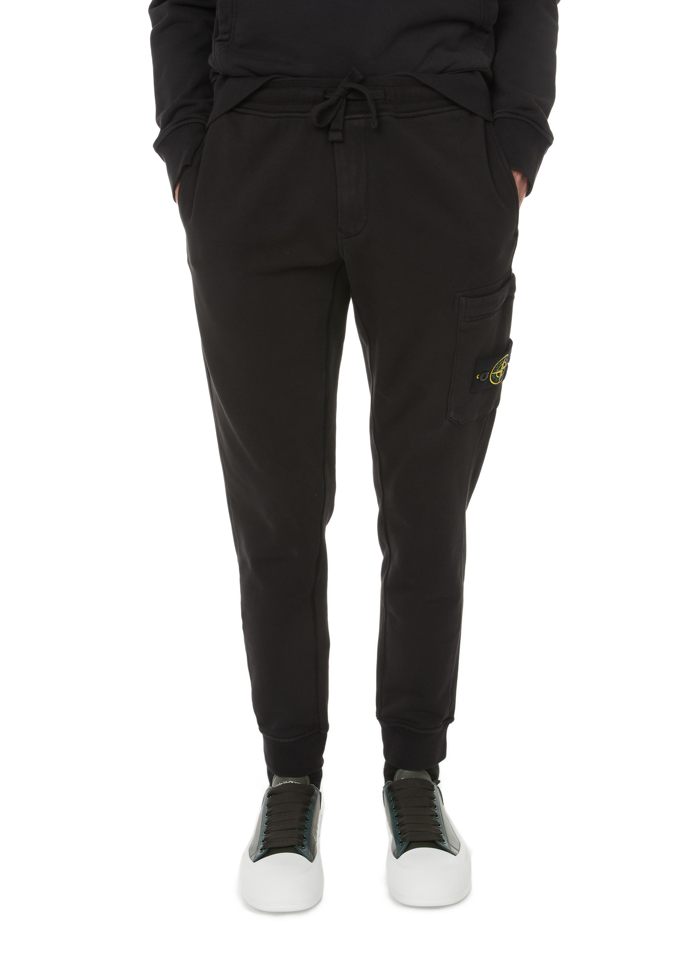 mens black stone island joggers