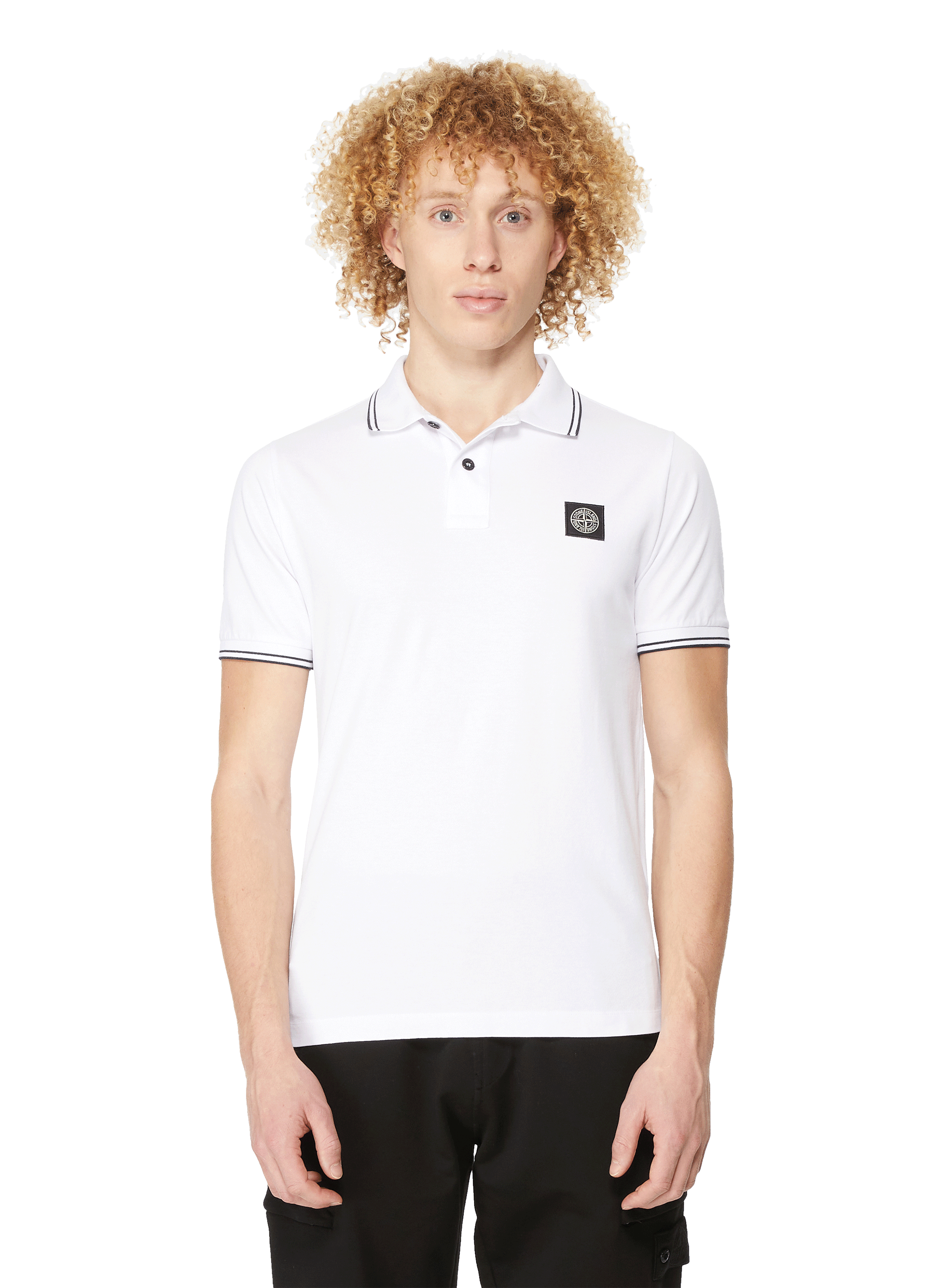 mens white stone island polo