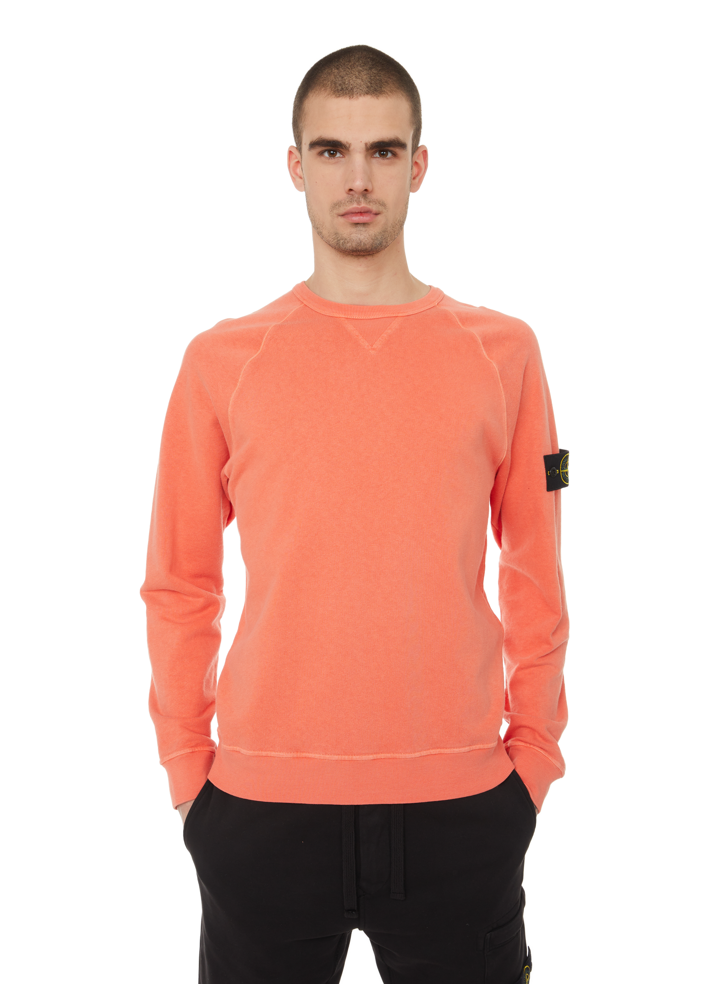 mens orange stone island hoodie