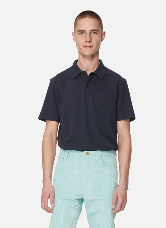 Cotton Riviera Polo Shirt Blue by SUNSPEL SUNSPEL Cotton Riviera Polo Shirt Blue