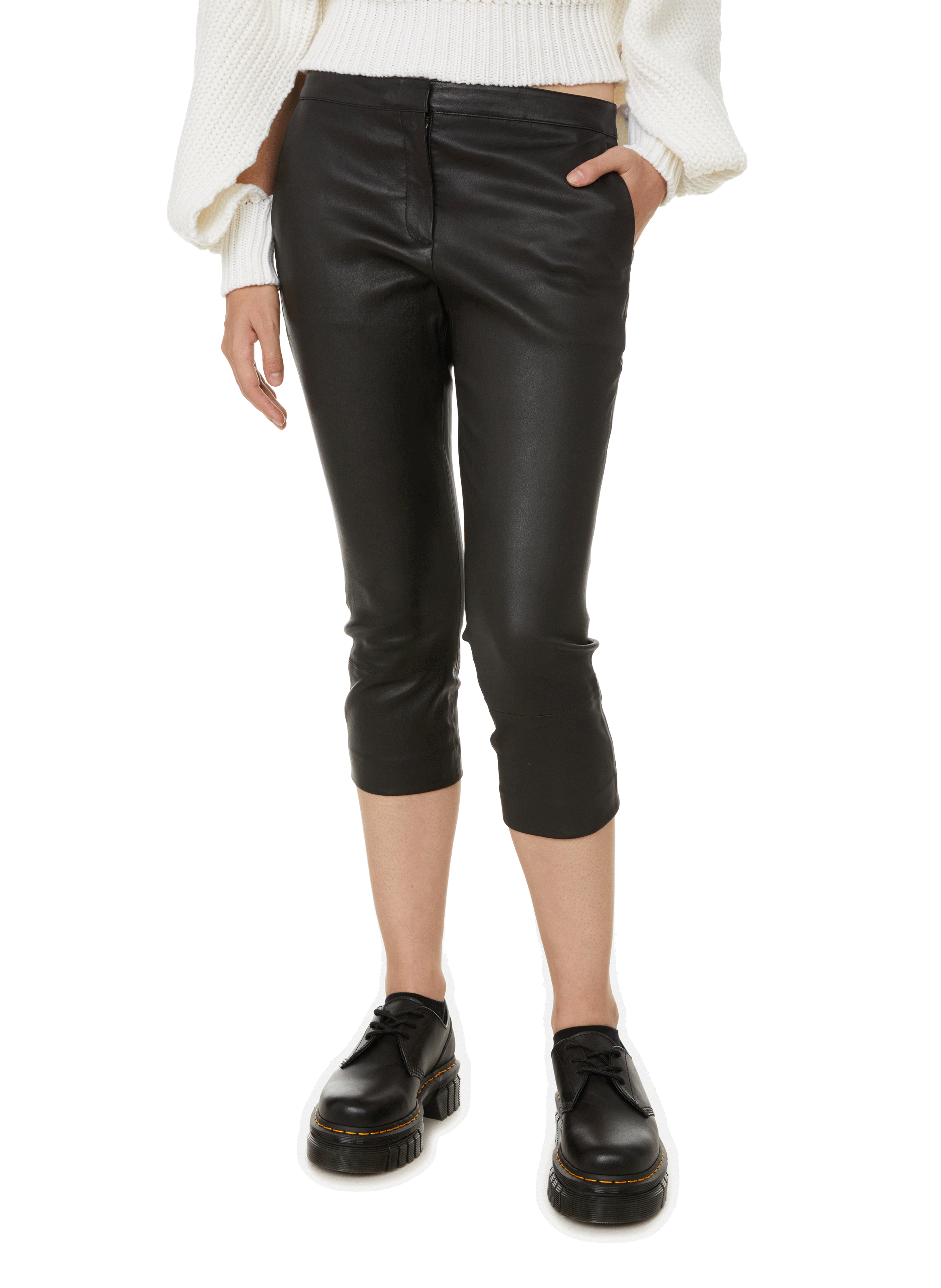 black leather trousers womens