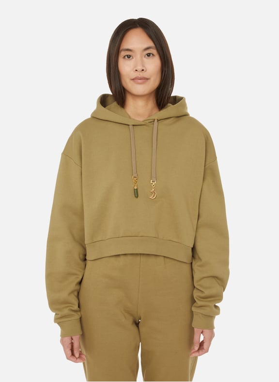 Cropped organic cotton hoodie Green by THE SOCIAL SUNDAY THE SOCIAL SUNDAY Cropped organic cotton hoodie Green