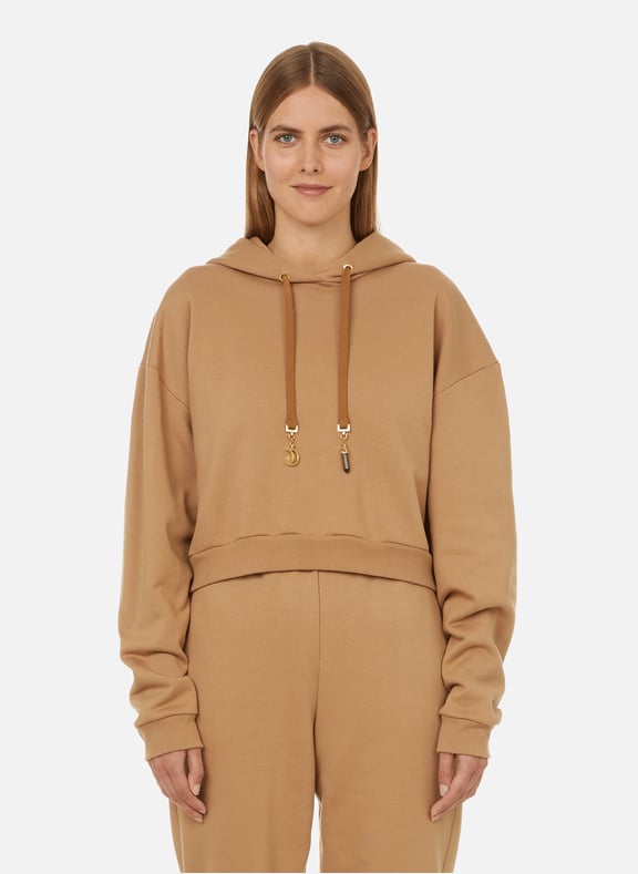 Cropped organic cotton hoodie Brown by THE SOCIAL SUNDAY THE SOCIAL SUNDAY Cropped organic cotton hoodie Brown