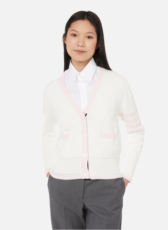 Cotton knit cardigan White by THOM BROWNE THOM BROWNE Cotton knit cardigan White