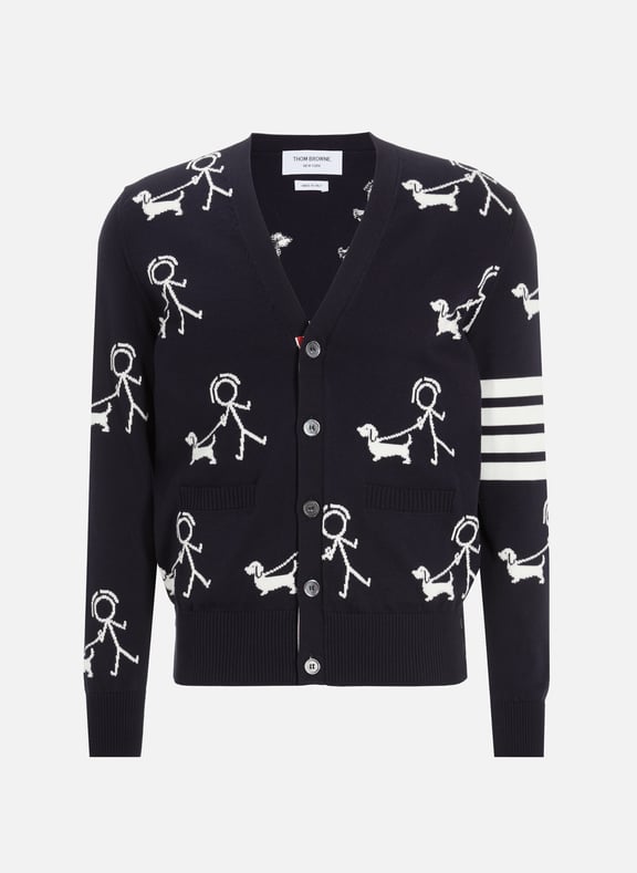 Cotton knit cardigan Blue by THOM BROWNE THOM BROWNE Cotton knit cardigan Blue