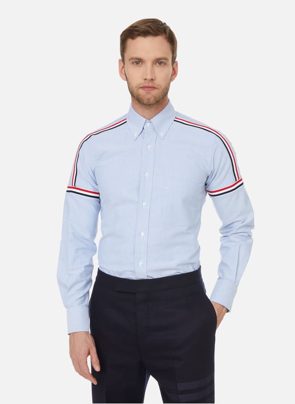 Shirt with tricolour stripes Blue by THOM BROWNE THOM BROWNE Shirt with tricolour stripes Blue