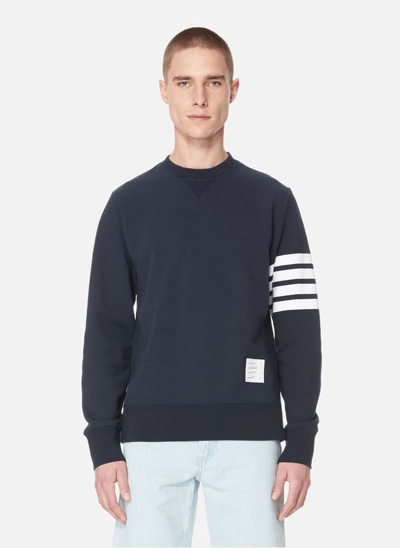 Classic Cotton Sweatshirt Blue by THOM BROWNE THOM BROWNE Classic Cotton Sweatshirt Blue