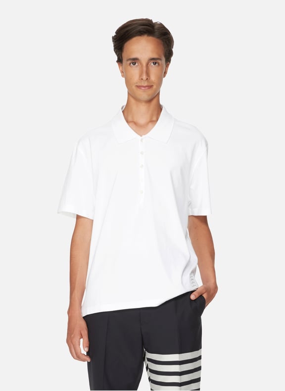 Cotton jersey casual Polo shirt White by THOM BROWNE THOM BROWNE Cotton jersey casual Polo shirt White